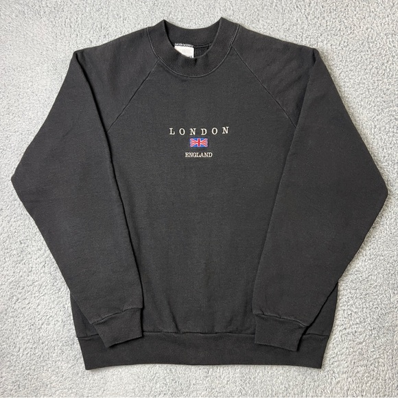 Vintage Other - Vintage 90s London England Embroidered Black Sweatshirt British SZ Large Unisex